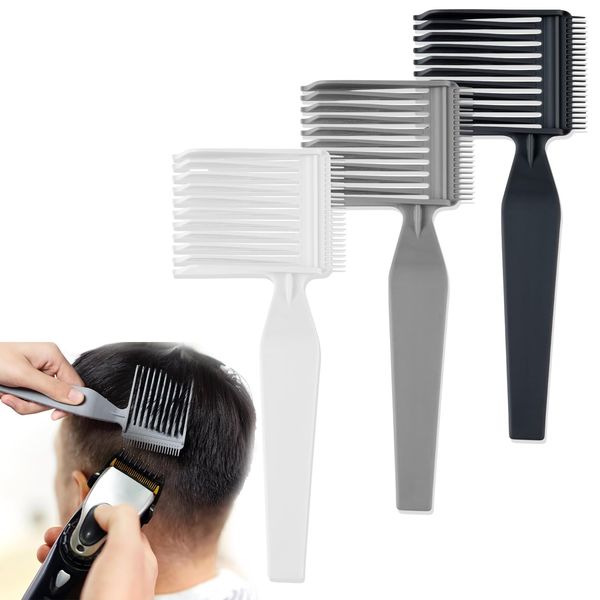 Kotkiddy® 3 Stück Barber Kamm für Männer,Barber Fade Combs, Barber Fade Combs Gebogener Positionierungskamm,Haarkamm mit Farbverlaufsdesign