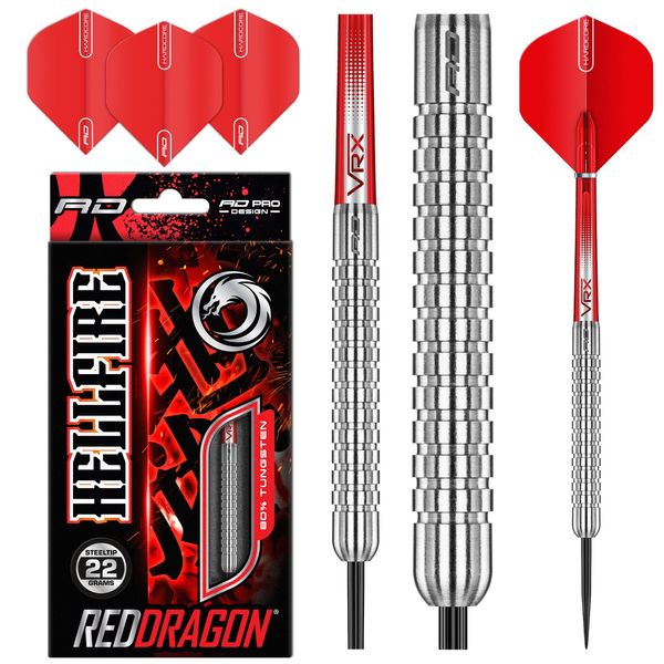 RED DRAGON Hell Fire A: 22g Tungsten Darts Set with Flights and Stems