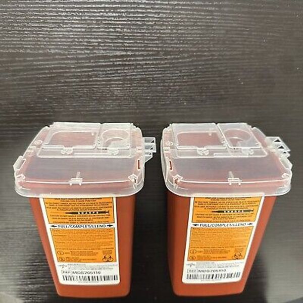 Sharps Container Biohazard Needle Disposal Medline 1 Quart Size Tattoo - 2 PACK