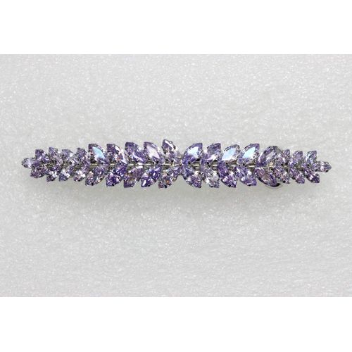 Faship Gorgeous Lavender CZ Crystal floral Hair Barrette Clip
