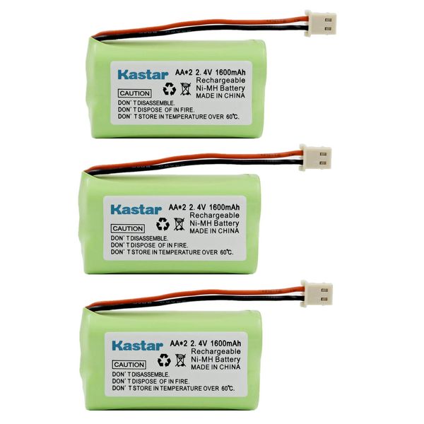 Kastar 3 Pack 2.4V 1600mAh Cordless Phone Battery Replacement for Vtech BT175242 BT275242 89-1341-00-00 CS6128 Sony BP-T50 BPT50 Presidian 43271 43-271 Empire CPB-472J CPB472J AT&T 50 91301