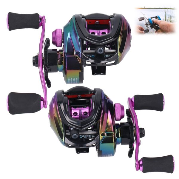 Baitcasting Reel High Speed ​​Ratio 8,1: 1 Baitcasting Angelrolle Metall Leichtes Casting Angelrad Rollen(Left)