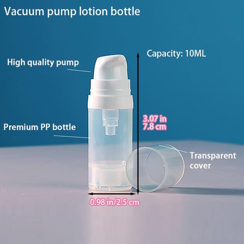 1 Pc Transparent Empty Reusable Airless Vacuum Pump Bottle, Travel Cream Lotion Toner Foundation Liquid Container (10ml)