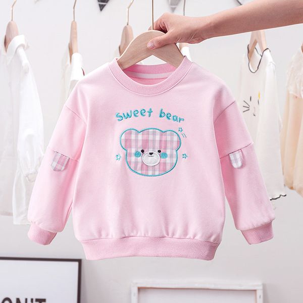 Baby Cartoon Bear Patched Graphic Kids Valentine’ Day Clothes Pullover Hoodies - 100 (2-3Y) / Blue