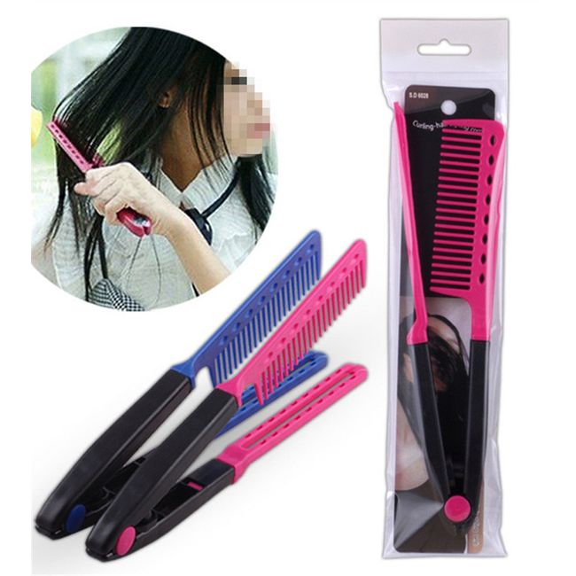 1Pc DIY Salon Hair Brush Combs Hairdressing Styling Hair Straightener V Shaped Straight Comb Color Random