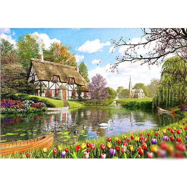 Jigsaw Puzzle Tulip-filled lake garden CA5114