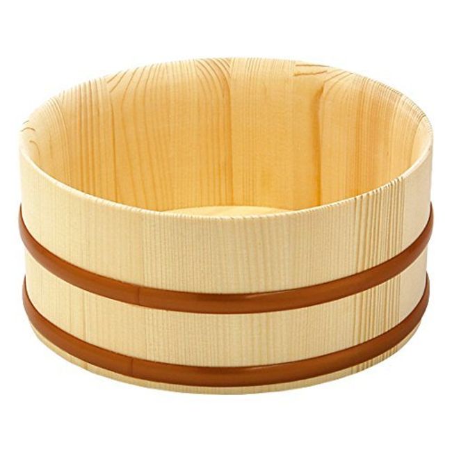 Yamako Natural Wood Made Japanese Bath Bucket Thin Top Type 83827