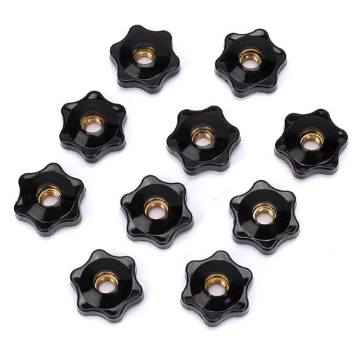 Mozeat Lens 10 Pack 6 Star Knobs 1/4 Inch 20 Female Threaded Hexagon Head Thru Knob Clamping Knobs Jig Knobs T Knob