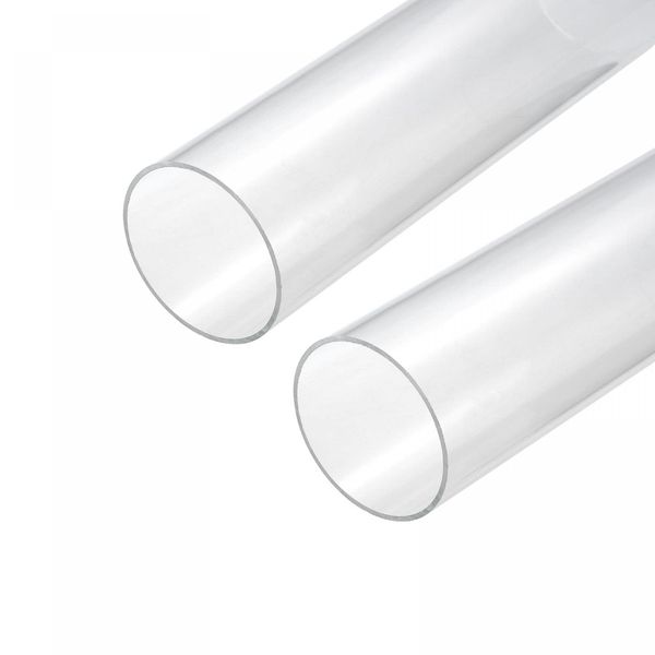 uxcell Acrylic Pipe Clear Rigid Round Tube 2.4 in (61 mm) Inner Diameter 2.6 in (65 mm) Outer Diameter 10.0 in (25 cm) for Lamp and Lantern Water Cooling System Pack of 2