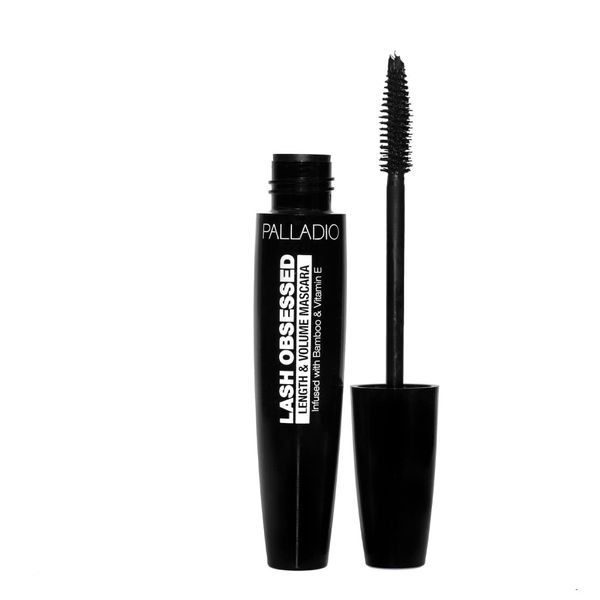 Palladio Lash Obsessed Mascara, Extreme Definition Lengthening Mascara, Amplifies Volume & Fullness, Evenly Coats Lashes, Lucious Length, Natural lengthening, No Smudging, All Day Wear, Black