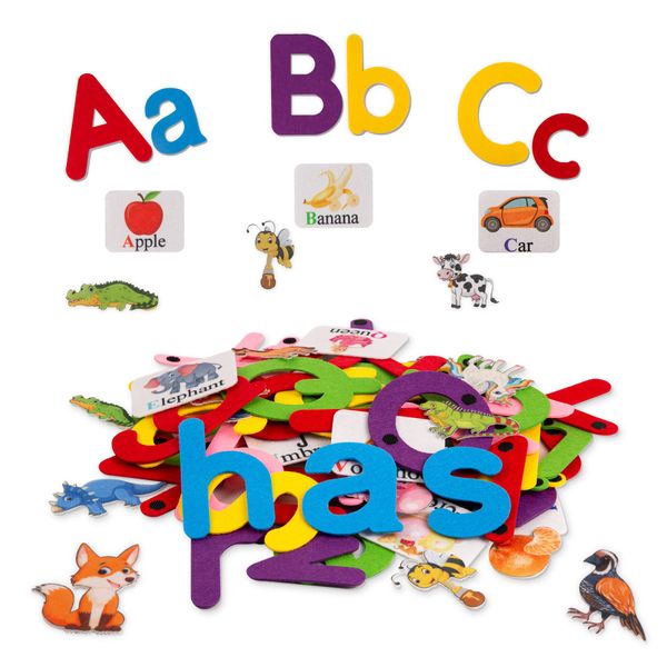 Craftstory 130 Pcs ABC Learning-Toys Felt-Letters Alphabets-Flash Cards for Toddlers, Preschool Learning Activities Classroom Must Haves Words Spelling Vocabulary Sensory Gifts for 3+