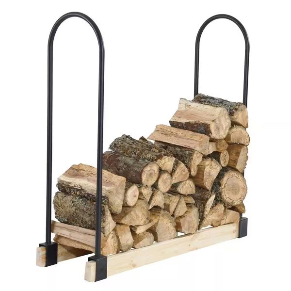 Firewood Rack Bracket Kit Log Storage Durable Steel Holder Adjustable Organizer