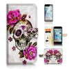 ( For iPhone 8 / iPhone 7 ) Flip Wallet Case Cover and Screen Protector Bundle A4141 Sugar Skull