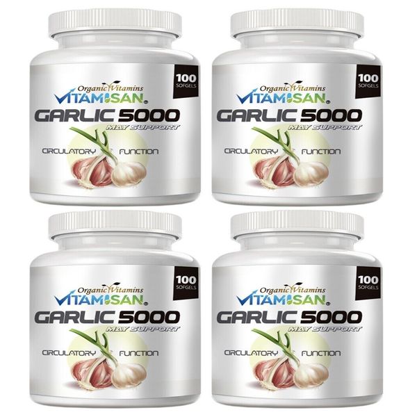 Garlic Oil 5000 4 X 100 Rapid gels Cholesterol Cardio Health Fresh Pills organic