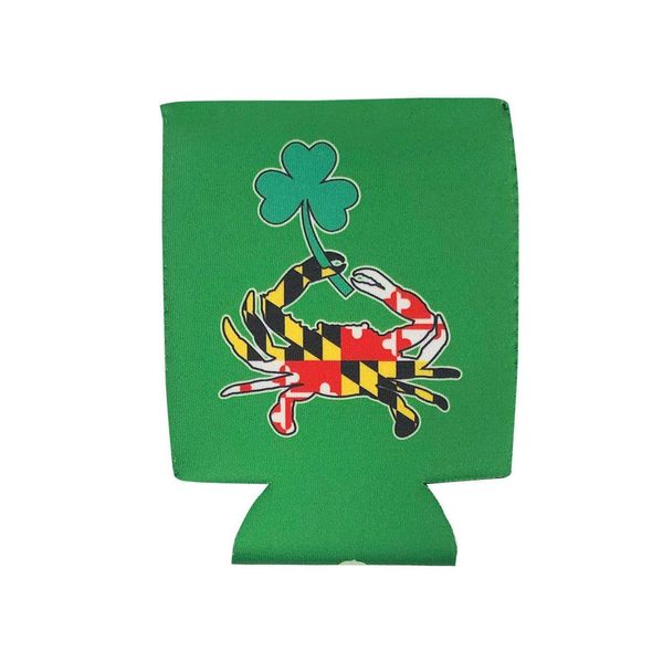 Maryland Full Flag Crab with Shamrock (Green) / Can Cooler - Green / 1