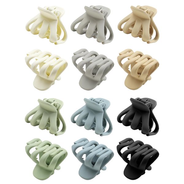 Kavya 12 Stück Haarklammer Klein Octopus Haarspangen Damen Starke Haarklammern Matt 4cm Small Hair Clips Rutschfest Mode Haarspange für Frauen Mädchen Dickes Dünnes Haar (Grün)