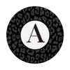Monogram Letter A Initial Black Dark Grey Leopard Print PopSockets Swappable PopGrip