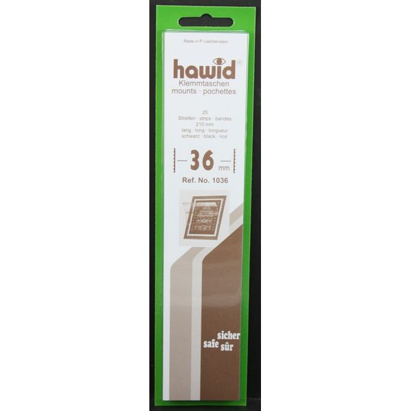 Hawid 25 210x36mm stamp mount strips. Black