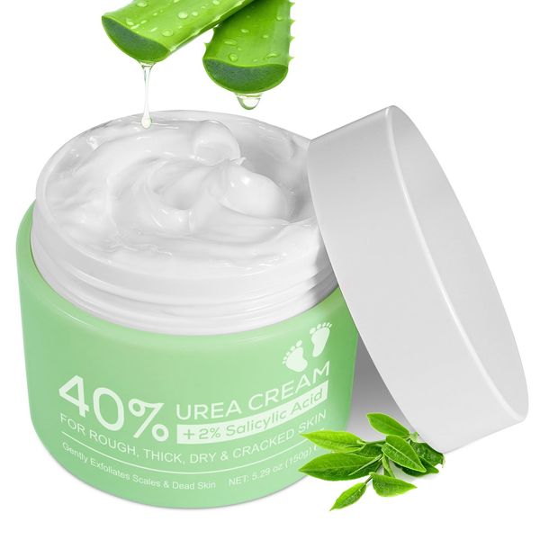 150 Gramm Urea Cream, Urea Cream 40 Percent, with 2% Salicylic Acid, Tea Tree and Aloe Vera for Deep Moisture, Hand Cream, Callus Remover and Softening for Feet Hands