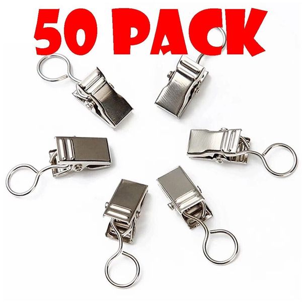 50pcs Metal Spring Clasp Hanging Hook Clips For Curtains Tapestry Posters