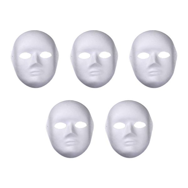 SUPVOX 5pcs White Masks DIY Unpainted Face Masks Plain Female Masquerade Masks for Kids Decorating Craft School Party Favors