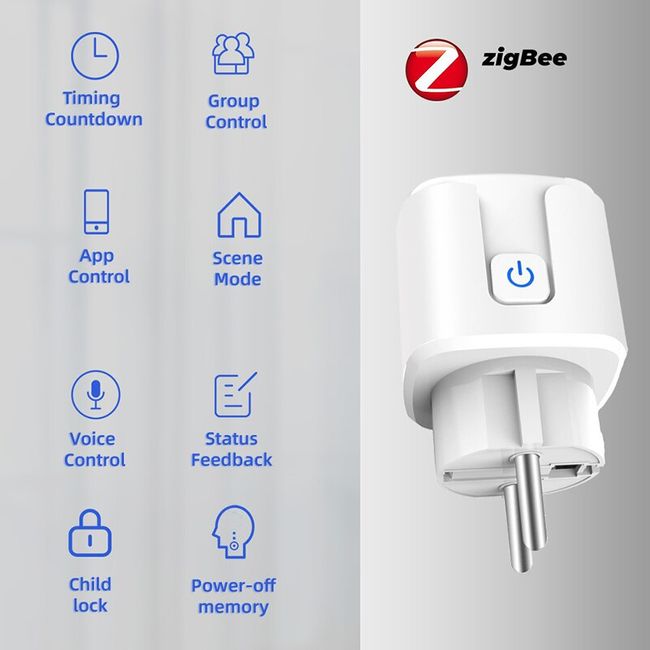 Tuya Smart Zigbee Plug 16A/20A EU Outlet 3680W Power Meter Compatiable With  Alexa And Tuya Hub