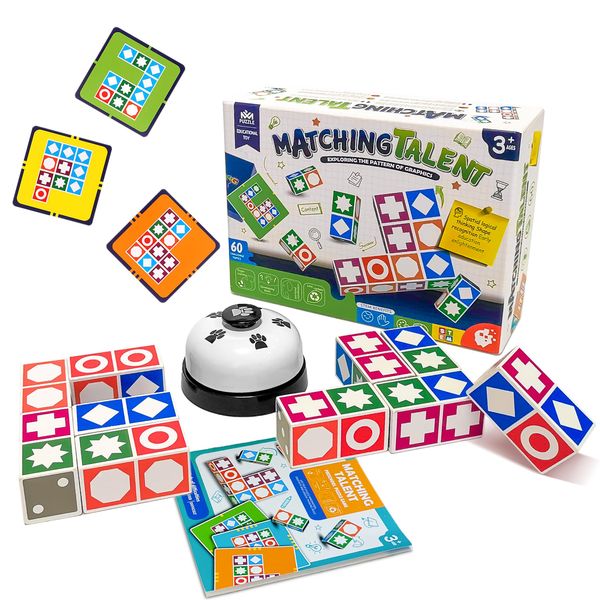 Wooden Matching Puzzle Board Game, Family Board Games for Children & Adults, Block Puzzle Games for Ages 3+