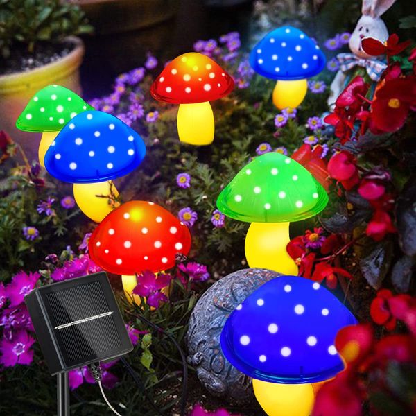 SIMSPEAR 8 Modes Solar Lights Outdoor Garden, Mushroom Solar Garden Lights Ornaments Waterproof Garden Lights for Outdoor Decoration Yard Lawn Pathway Walkway Christmas [Energy Class A+++]