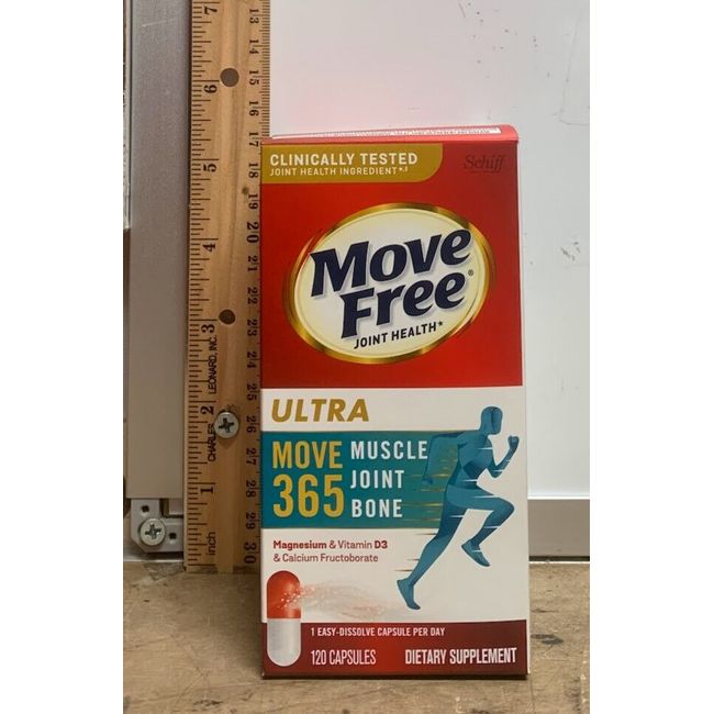 Move Free Ultra 365 with Triple Action Joint Support - Magnesium Vitamin D3  & Calcium Fructoborate - Supports Muscle Joint & Bone in 1 Capsule Per Day  120 Capsules (120 Servings)*