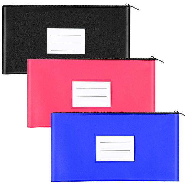 Isink 3 Pack Money Bag,Money Bags with Zipper for Cash,Bank Deposit Bags with Zipper,Bank Bag, Cash Bag,Money Pouch,11.2x6.3 inches (3 Colors,6 cards)