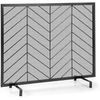 Tangkula Single Panel Fireplace Screen, Wrought Metal Fire Spark Guard,