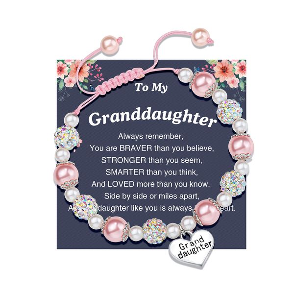 UNGENT THEM Granddaughter Gifts from Grandma Charm Bracelet Little Girls Jewelry Communion Easter Stuffers Gifts for Girls Kids 5 6 7 8 9 11 10 12 Year Old Birthday Valentine's Day Christmas Gift