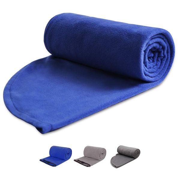 REDCAMP Fleece Sleeping Bag Liner with Hood, Great for Adult Warm or Cold Weather, 87" Long Full Sized Zipper Camping Blanket for Outdoor, Blue