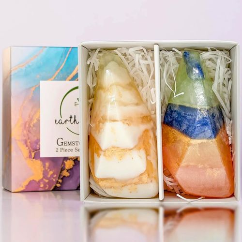 Earth & Home Rocksoap Bar Soap-Gemstone Soaps with Real Crystals Inside- Moisturizing & Scented Fancy Soap Gift for Women- Crystal Soap with Natural Ingredients & Essential Oil- Christmas soap gift