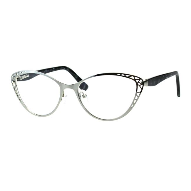 Womens Reading Glasses Magnified Readers Cateye Frame Spring Hinge Silver +2.75