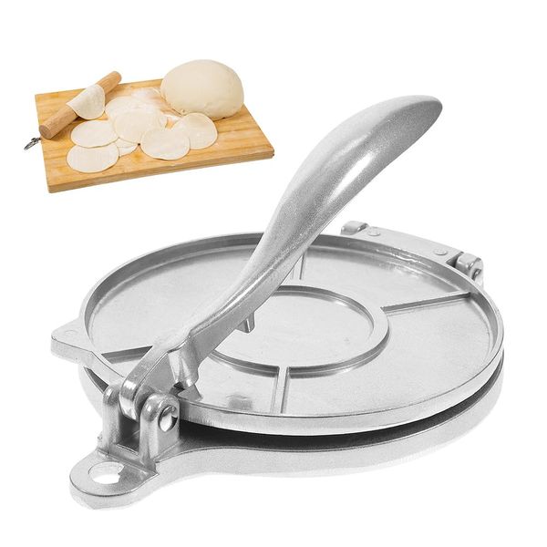 Tortilla Press Tortilla Maker 8.6" Homemade Tortilla Pie Bakeware Heavy Duty Corn Tortilla Press Kitchen Gadget for Baking Kitchen Cafe (22cm, Silver)