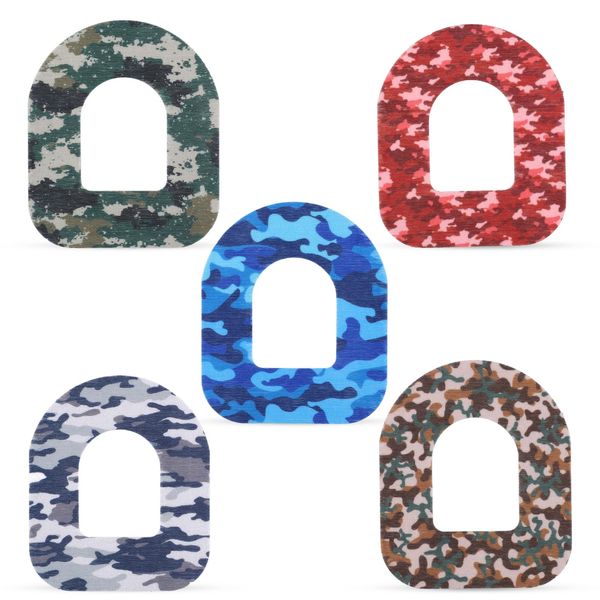 25pcs Adhesive Patches for Omnipod, Waterproof Insulin Sensor Patches Sweatproof Pre-Cut Sensor Stickers Cover Adhesive Tape Compatible with Omnipod 5 (Camouflage)