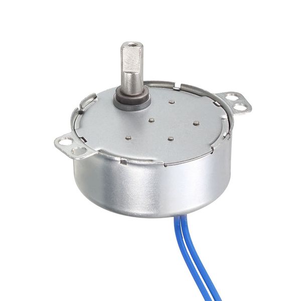 Rebower Synchronous Motor Synchronous Geared Motor AC 12V 20-24RMP 50-60Hz 4W Double Flat Shaft C W CC W Electric Motor Turntable Electric Fan