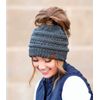 Funky Junque Exclusives BeanieTail Messy Bun Ponytail Beanie Hat - Grey Metallic