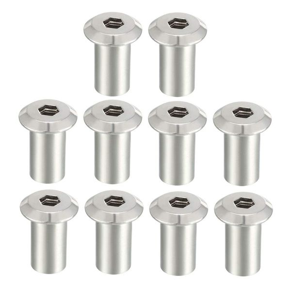 sourcing map M10x21mm Hex Socket Head Insert Nut Screw Post Sleeve Nut for Furniture 10pcs