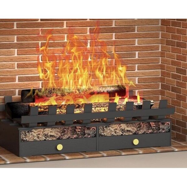 Fireplace Grate w/ Tray Ash Collect Pan 20" Burning Log Holder Firewood Rack