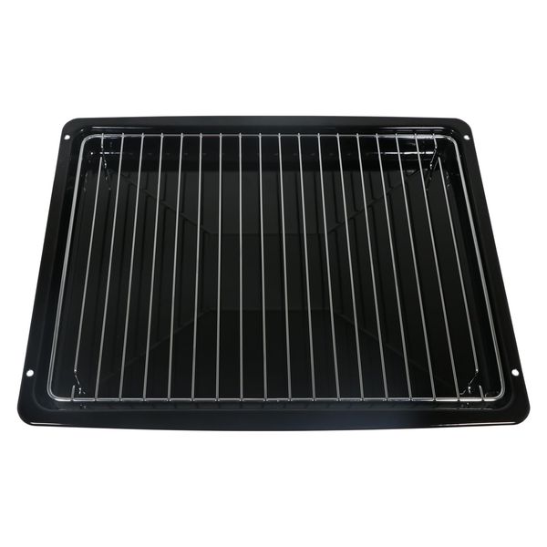 SPARES2GO Drip Pan Baking Tray Roasting Dish Compatible with Logik Oven (462mm x 372mm) + Rack Insert