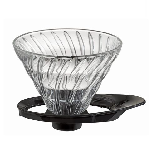 HARIO VDGR-02-B V60 Heat-resistant Glass Transmission Dripper 02, For 1 - 4 Cups, Black, Made in Japan