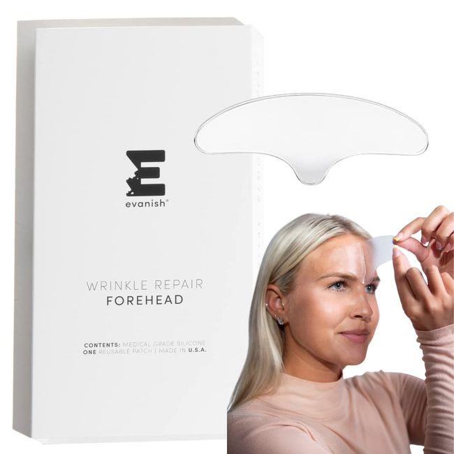 Evanish Wrinkle Repair Forehead - Overnight Silicone Gel Mask - Reusable 20+ times - Hydrating Anti-Wrinkle Patch Reduces Wrinkles, Furrows, Creases, Expression Lines - USA Made (1 Count)