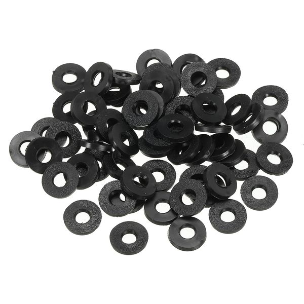 PATIKIL M4 60pcs Rubber Flat Washers 4mm Inner Diameter 9mm Outside Diameter 1.2mm Thickness Sealing Spacer Gasket Ring for Faucet Pipe Water Hose Fastener Bolts Black