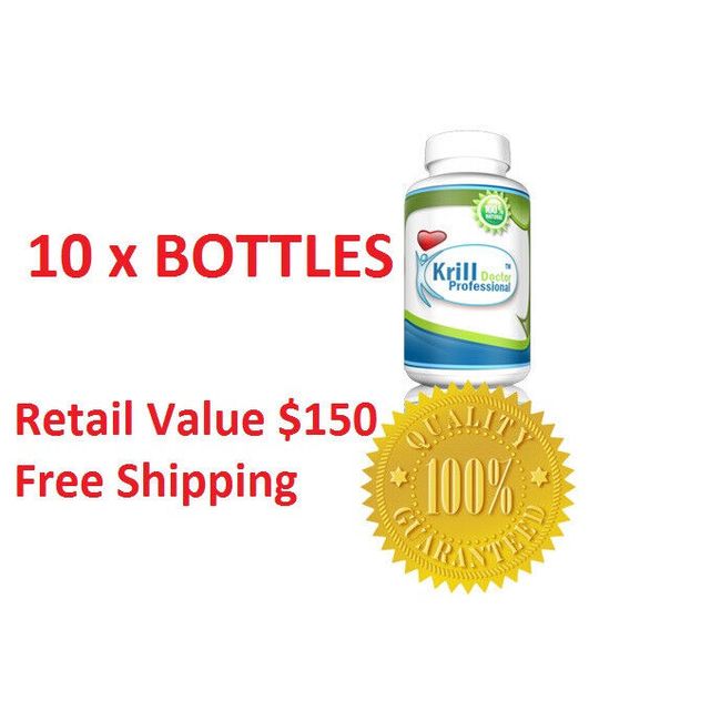 WHOLESALE RED KRILL OIL - 10 BOTTLES -1200mg 600 Softgels FAST SHIPPING MEGA