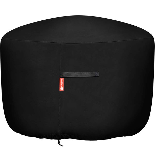 Round Gas Fire Pit/Table Cover-Heavy Duty 600D Polyester with PVC Coating Material,100% Weather Resistant and Waterproof, Fits 30",33",36 inch,35 inch, 34 inch Fire Pit/Bowl Cover,Black,36” Dia X 24”H