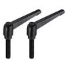 sourcing map M12 x 60mm Handle Adjustable Clamping Lever Thread Push Button Ratchet Male Threaded Stud Knobs Locking Rotating Screw Handles Quick Release Bolt Black 2pcs