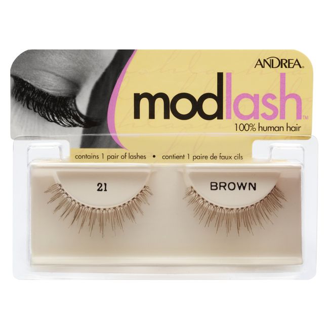 Andrea Mod Strip Lash Pair Style 21 Brown (Pack of 4)