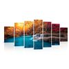 Visual Art Decor Xlarge 7 Pieces Blue Lake Waterfall in Red Fall Forest Canva...